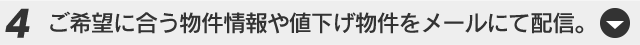 ご希望に合う物件情報や値下げ物件をメールにて配信。